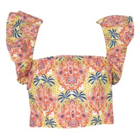 Cara Cara Darby Top - Small. Palm Medallion In Yellow. New Without Tags!